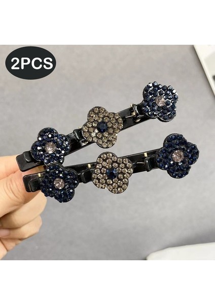 B-2pcs 2 4 Adet Köpüklü Kristal Taş Örgülü Saç Klipleri Örgülü Saç Klipleri Kadınlar Için Taklidi Yonca Saç Tokası Kore Barrette (Yurt Dışından)