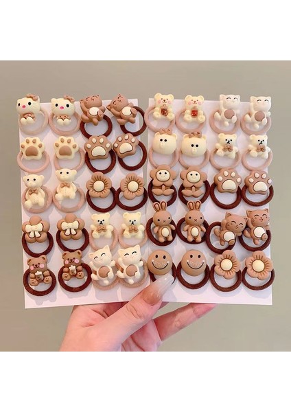 B 10 Adet/takım Kızlar Sevimli Çiçekler Küçük Ayı Lastik Bantlar Elastik Saç Bantları Çocuklar At Kuyruğu Tutucu Scrunchie Moda Saç Aksesuarları (Yurt Dışından) indirimleri