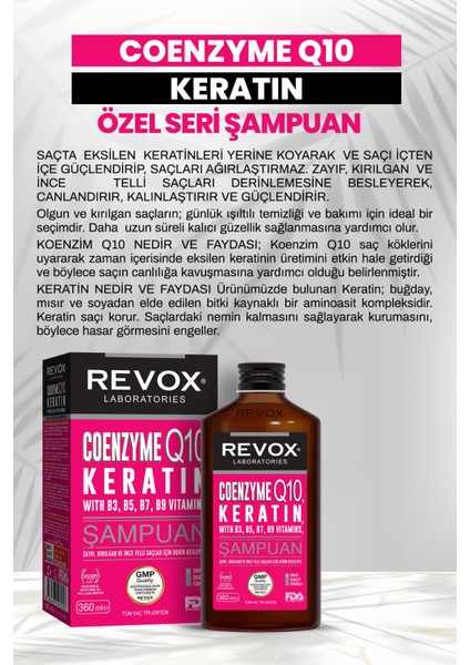 Koenzim Q10, Keratin + B Vitamin Kompleks Saç Bakım Şampuanı / 360 ml