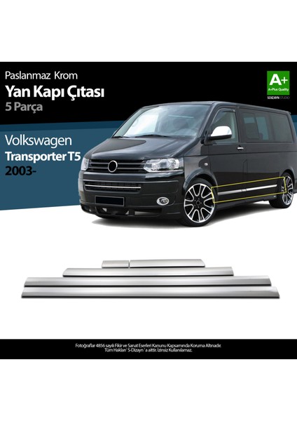 Vw T5 Transporter Krom Yan Kapı Çıtası 5 Prç 2003-2010 (K.ş)