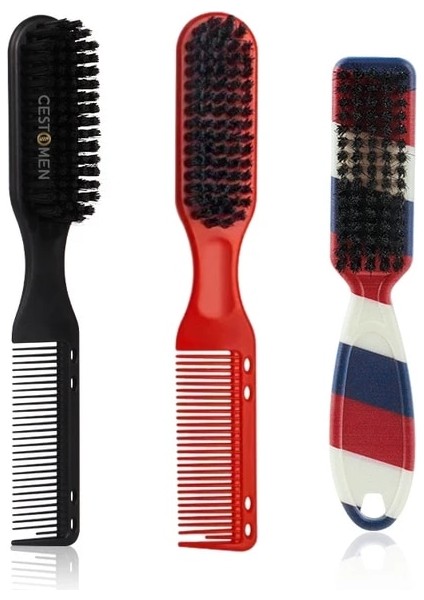 3 Adet Fırça Seti D Yeni Tip Çift Taraflı Profesyonel Berber Boyun Fırçası Tarak Tıraş Sakal Salon Oyma Duster Temizleme Fırçası Saç Kesme Tarağı (Yurt Dışından)