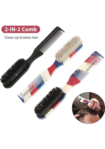 3 Adet Fırça Seti Yeni Tip Çift Taraflı Profesyonel Berber Boyun Fırçası Tarak Tıraş Sakal Salon Oyma Duster Temizleme Fırçası Saç Kesme Tarağı (Yurt Dışından)