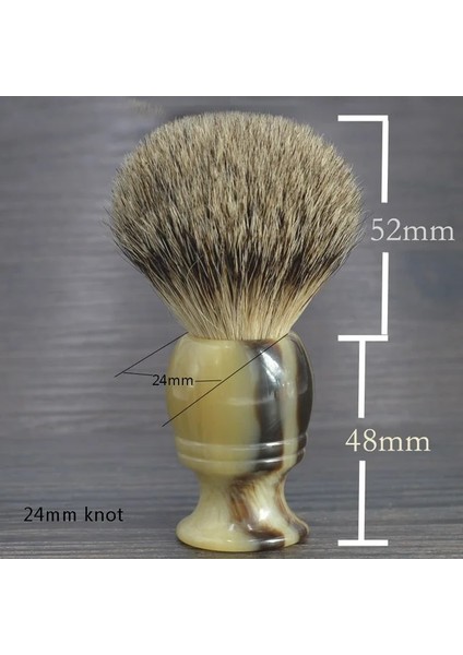 24MMKNOT Dscosmetic Süper Porsuk Saç Tıraş Fırçası Reçine Saplı ve Adam Tıraş Için Akrilik Tıraş Standı Tutucu (Yurt Dışından)