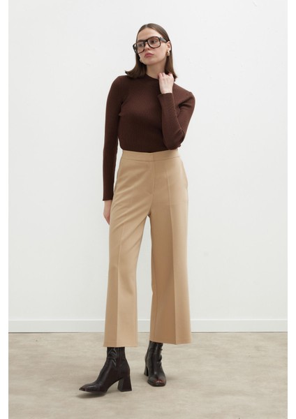 Ütü Izli Culotte Pantolon Camel