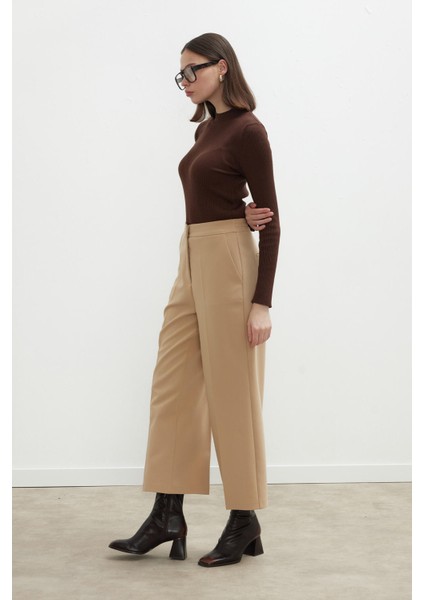 Ütü Izli Culotte Pantolon Camel