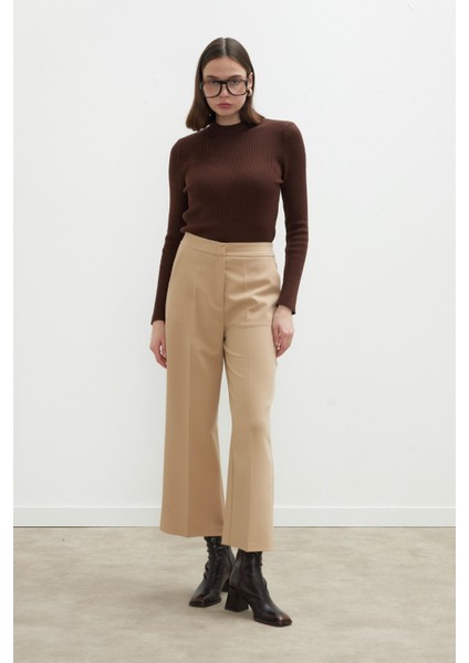 Ütü Izli Culotte Pantolon Camel