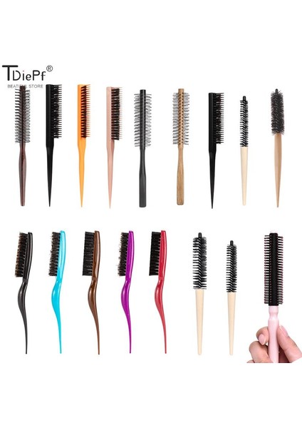 Tip 14 Küçük Yuvarlak Saç Fırçası Pro Salon Alay Geri Saç Fırçaları Ahşap Ince Tarak Saç Fırçası Uzatma Kuaförlük Şekillendirici Dıy Aracı (Yurt Dışından)