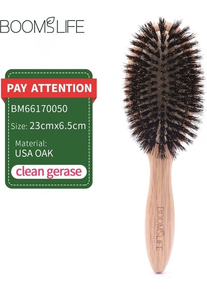 Küçük Boy Boomslıfe Domuzu Kıl Saç Fırçası Kadın Combs Saç Ahşap Hairbrush Detangle Düzleştirici Fırça Saç Tarak Berber Aksesuarları (Yurt Dışından)