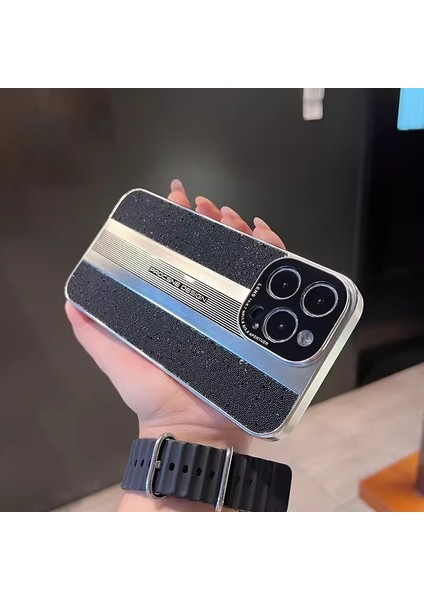 Porsche Cep Telefonu Kılıfı Buzlu Elektroliz Kaplama Parıltılı Apple IPHONE1515 Birinci Katman Sığır Derisi (Yurt Dışından)