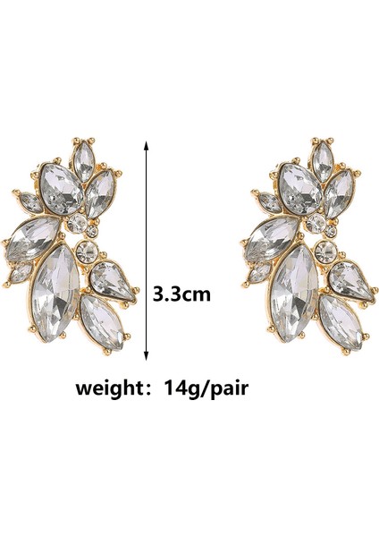 2pcs Damızlık Küpe Kadın. Yapay Elmas Benzersiz Çiçek Takı, Trendy Işıltılı Zarif Kristal Çiçek Küpe. (Yurt Dışından)