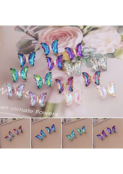 Kelebek Zarif Düğmeler Kelebek Küpeler Minimalist Takı Kadınlar Renk Değiştiren Düğmeler Doğum Günü Lacivert (Yurt Dışından)