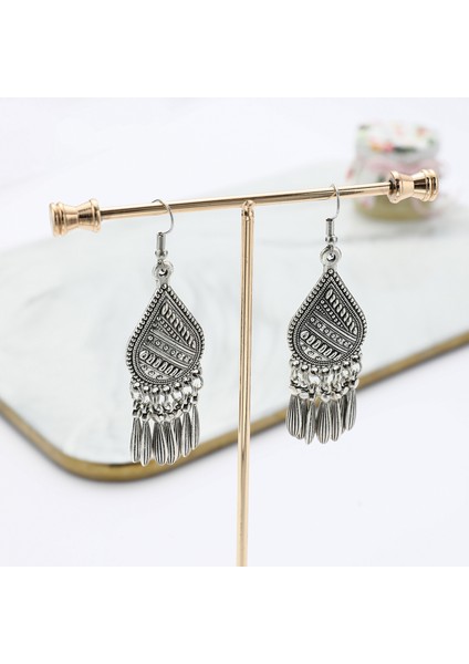 Vintage Gümüş Püskül Bildirimi Küpe Kadınlar Için Türk Kabile Çingene Hint Takı Parti (Yurt Dışından) fırsatları