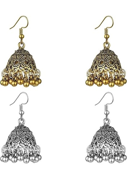 Hint Takı Vintage Çan Püskül Küpe Boho Antika Etnik Gümüş Altın Kaplama Damla Sallanan Küpe Kadınlar Için Pendientes (Yurt Dışından)