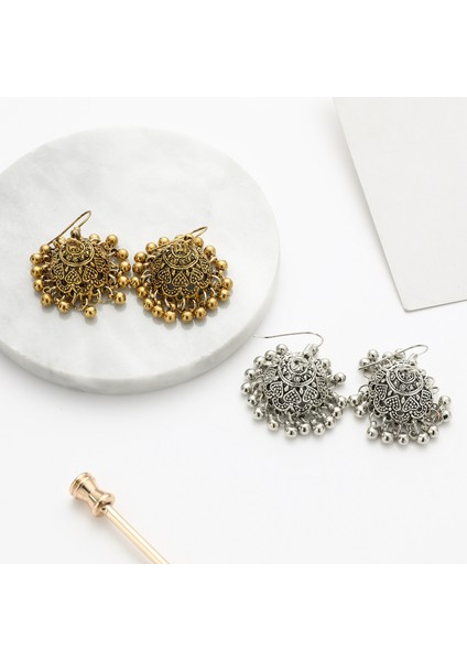 Hint Takı Vintage Çan Püskül Küpe Boho Antika Etnik Gümüş Altın Kaplama Damla Sallanan Küpe Kadınlar Için Pendientes (Yurt Dışından) modelleri