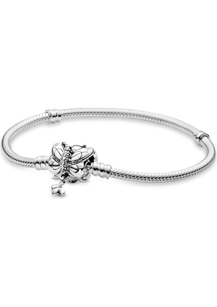 Şeffaf Kübik Zirkonlu Som Gümüş Kadınlar Için Parlak Zincir Charm Bileklik, 6,7 In / 17 cm (Yurt Dışından)