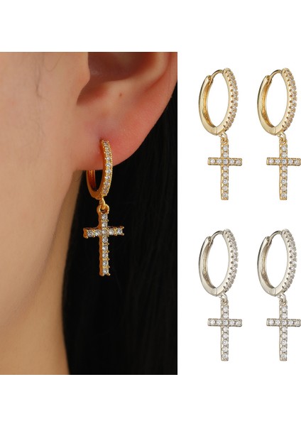2pcs Kaplama Küçük Halka Küpeler Charmslı | Kadın Genç Kızlar Için Kübik Zirkonya Halka Küpe (15MM) (Yurt Dışından)