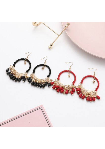 4pcs Bohem Kadın Küpe, El Örgülü Küpe, Yuvarlak Damla Saçaklı Küpe (Yurt Dışından) fırsatları