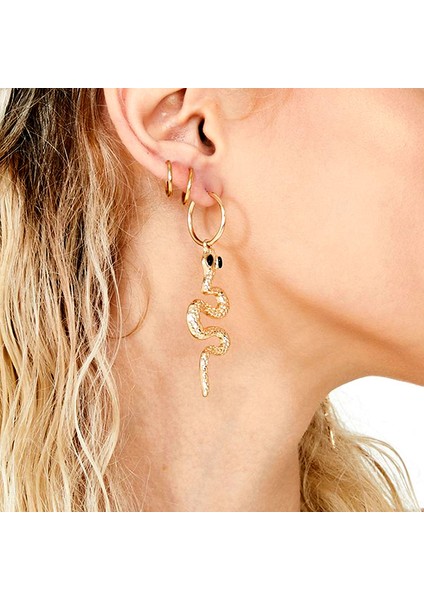 Adet Yılan Küpe Hoop Küpeler Punk Rhinestone Yılan Bırak Dangle Saplama Küpe Minimalist Kristal Uzun Yılan Küpe Kadınlar Için Genç Kız Takısı Hediye, Altın (Yurt Dışından)