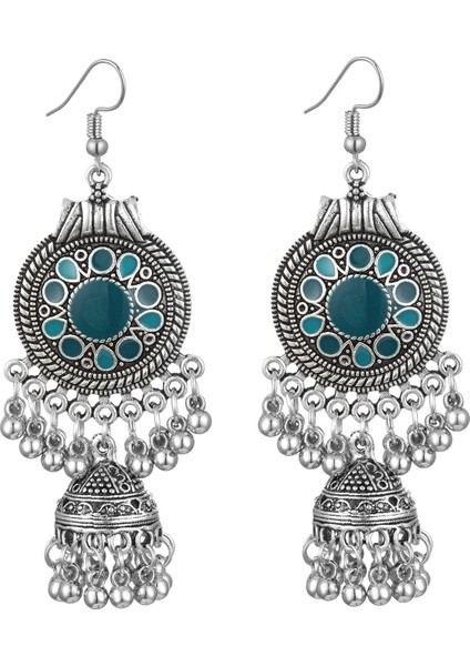Hint Takı Vintage Yuvarlak Küpe Boho Antika Etnik Çingene Bells Kolye Küpe Kadın Kolye (Yurt Dışından)