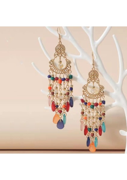 Bohemian Küpe Metal Küpe Içi Boş Küpe Retro Dangle Küpe Boho Hoop Küpe Kadın Kızlar Için (Yurt Dışından)