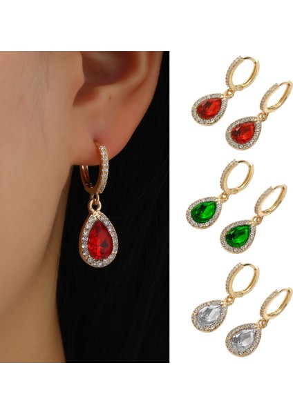 3pcs Yapay Elmas Gözyaşı Küpeler Kübik Zirkon Taşlı, Kristal Damla Küpeler, Kadınlar Için Elmas Dangle Küpeler, Gelin, Nedime, Düğün, Balo, Kostüm (Yurt Dışından)