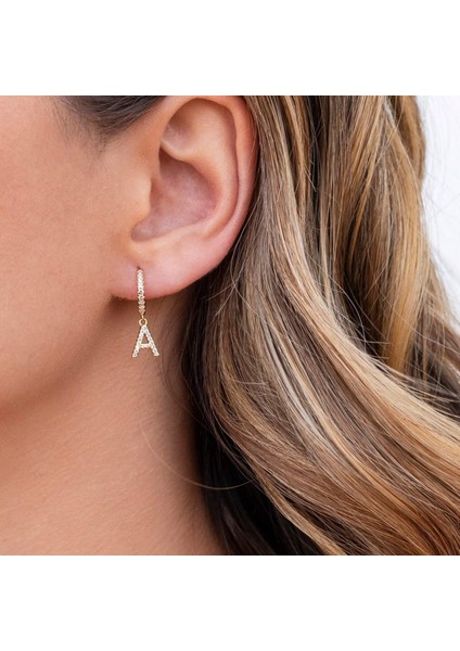 Kadınlar Kızlar Için Hoop Küpeler 18 K Altın Kaplama Zarif Küçük Dangle Hoop Kübik Zirkonya Ilk Küpe --- B (Yurt Dışından)