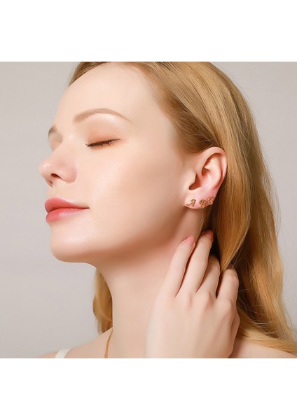 Saplama Küpe Altın Harf Parlak Gerçek Altın Kaplama Saplama Küpe Hassas Kulaklı Kadın Kızlar Için --- L (Yurt Dışından) fiyatları