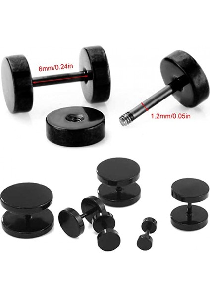 Siyah Düğme Küpe, 2çift 7mm Paslanmaz Çelik Yuvarlak Vidalı Halter Küpe - Siyah (Yurt Dışından) modelleri