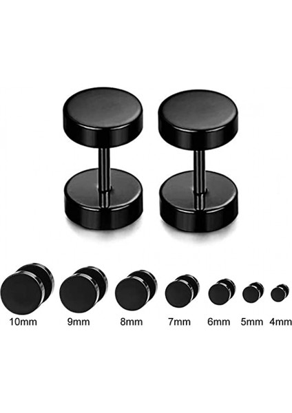 Siyah Düğme Küpe, 2çift 7mm Paslanmaz Çelik Yuvarlak Vidalı Halter Küpe - Siyah (Yurt Dışından) fırsatları