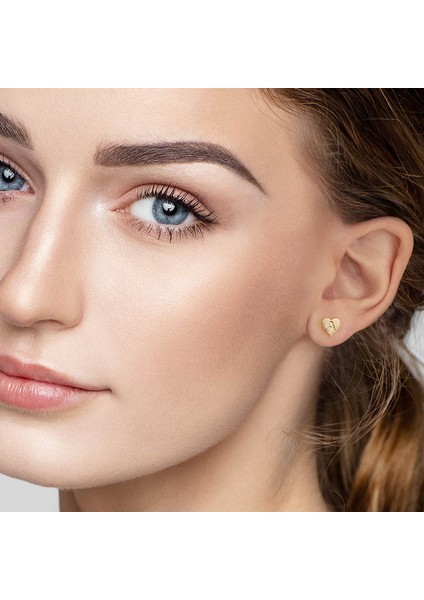 Avekı Kalp Ilk Saplama Küpe Kızlar Kadınlar Kızlar Çocuklar Için - S925 Gümüş Post 14K Altın Kaplama Zarif Harf Küpeler Hipoalerjenik Küçük Ilk Küpeler ---- J (Yurt Dışından) modelleri