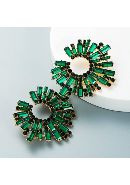 Çift Düğme Küpe Ayçiçeği Şekli Çok Renkli Rhinestone Takı Vintage Boho Küpe Kültürler Kız Plaj Gül Yeşili (Yurt Dışından) fırsatları