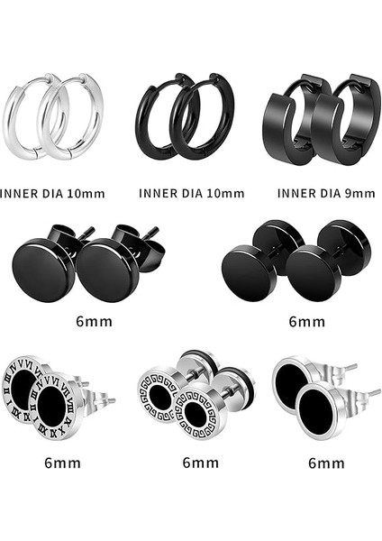 8 Pairs Siyah Paslanmaz Çelik Saplama Küpe Erkekler Kadınlar Için Küçük Hoop Küpe Seti Erkekler Için Serin Goth Punk Küpe Halter Küpe (Yurt Dışından) fırsatları