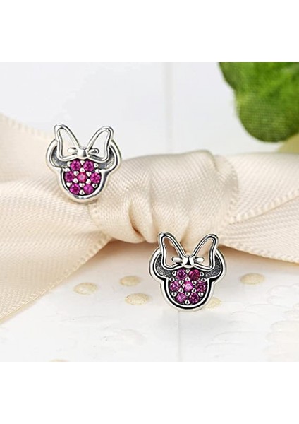 Genç Kızlar Için Küpe 925 Ayar Som Gümüş Fiyonk Kübik Zirkonya Kristal Işıltılı Düğme Küpeler (Yurt Dışından)