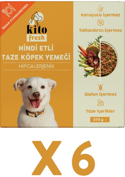 Fresh Hindi Etli x 6 (1,5 Kg) - Tüm Köpek Irkları için Uygundur