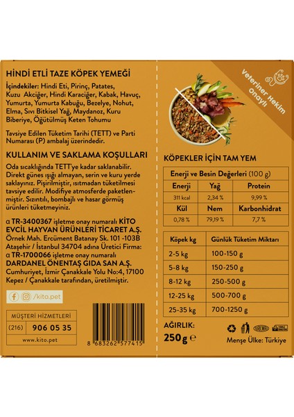 Fresh Hindi Etli x 6 (1,5 Kg) - Tüm Köpek Irkları için Uygundur
