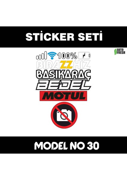 Biraz Hız Basık Araç Bedel - Set Sticker Yazıları - Araba Motorsiklet Atv Cam Dolap Uyumlu Etiket