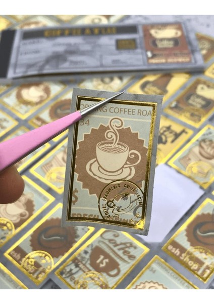 Altın Yaldızlı Sepya Tonlar Kahve Temalı Defter Sticker /çıkartma / Bullet Journal / Scrapbook modelleri