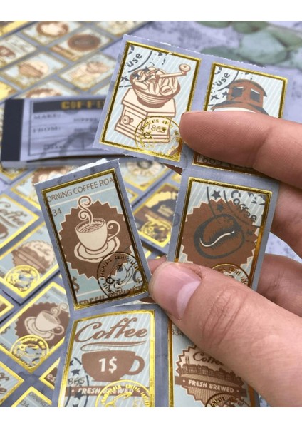Altın Yaldızlı Sepya Tonlar Kahve Temalı Defter Sticker /çıkartma / Bullet Journal / Scrapbook fırsatları