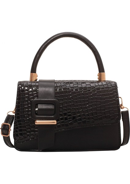 Timsah Desenli Basit Küçük Kare Çanta Dokulu Crossbody Çanta (Yurt Dışından)