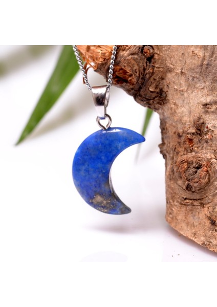 Ay Şeklinde Lapis Lazuli Taşı Kolye - Küçük Boy fiyatları