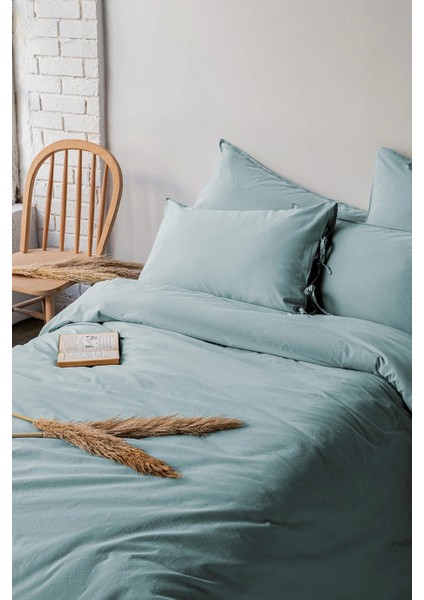 Savanna Yıkanmış %100 Pamuk Poplin Mint King Size Nevresim Takımı