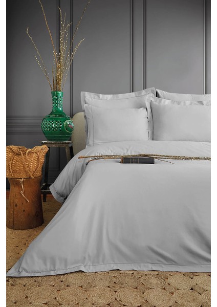 Michele 300 Tc (120 Tel) Pamuk Saten Gri nevresim Takımı Çift Kişilik