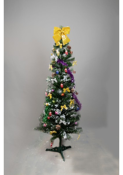 ÖZKISMET Yılbaşı Çam Ağacı Seti 120 cm Ağaç + 41 Parça Süs +RENKLİ LED Işik + Kar Spreyi̇ +Tepelik Simli Büyük FİYONK + UNİCORN SÜSLÜ ÇOCUK TACI fiyatları