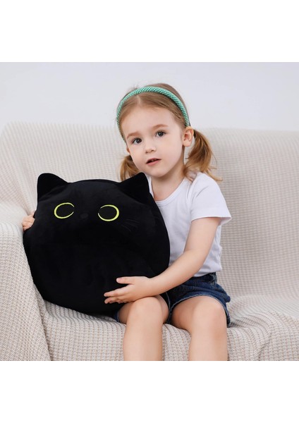 Kara Kedi Peluş Oyuncak 16'' Kara Kedi Yastık, Yumuşak Peluş Bebek Kara Kedi Doldurulmuş Hayvan, 3D Kara Kedi Peluşlar Yastık Bebek Sevimli Peluş Oyuncaklar Şekil Kedi Tasarımı Kan (Yurt Dışından) fiyatları