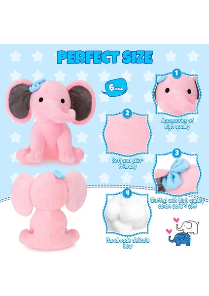 Parça Fil Doldurulmuş Hayvanlar 9.84 Inç Yumuşak Sevimli Fil Peluş Oyuncaklar Bebek Duş Için Fil Temalı Doğum Günü Partisi Malzemeleri (Pembe, Gri) (Yurt Dışından) fırsatları