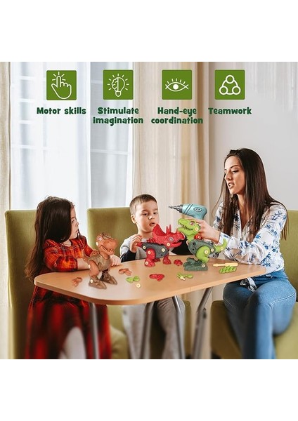 3 4 5 6 7 8 Yaşındaki Erkekler Için Dinozor Oyuncakları, Çocuklar Için Dinozor Oyuncaklarını Ayırın 3-5 5-7 Stem Inşaat Binası Çocuk Oyuncakları Elektrikli Matkapla, Dinozor Oyunca (Yurt Dışından)