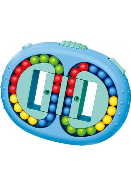 2 In 1 Dönen Sihirli Fasulye Küp Spinner Fidget Stres Giderici Top Çift Çevirme El Bulmaca Dekompresyon Eğitici Oyuncak (Mavi) (Yurt Dışından)
