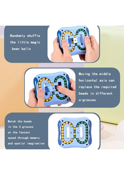 Dönen Sihirli Fasulye Oyuncaklar Dekompresyon Dönen Küçük Boncuklar Fidget Spinner Sihirli Küp Oyuncaklar Unisex-Çocuk Bulmaca Eğitici Oyuncaklar (Indigo) (Yurt Dışından)