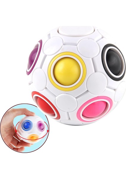 Dönen Stres Gökkuşağı Topu Infinity Rölyef Spinner Fidget Oyuncak Yetişkinler Çocuklar Için Eğitim Sihirli Küp Bulmaca (Beyaz) (Yurt Dışından)