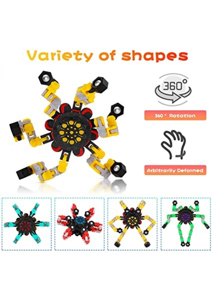 2 Adet Parmak Ucu Spin Top Oyuncak, Parmak Ucu Gyro Parmak El Spinner Oyuncak Dönüştürülebilir Zincirli Dönen Top Odak Oyuncak Çocuklar Yetişkinler Için Mekanik Spiral Twister Stre (Yurt Dışından)